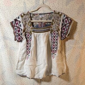 Johnny Was Multicolor Embroidered Blouse